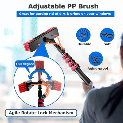 Telescopic Window Cleaning Pole with Water Fed BrushExtendable High Reach Cleaner for Solar Panels Conservatoryand Outdoor Cleaning Tasks in Kuwait