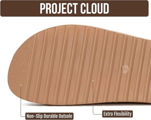 Project Cloud Platform Sandals Women Memory Foam Slides (Havana,TanSue,8) | Memory Foam Insole; Adjustable Buckle; Lightweight Design; Non-Slip Sole; Platform Slides for Women; Everyday Comfort in Kuwait