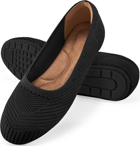 Reimferce Flats for Women Ballets Shoes: Comfortable Knitted Dressy Work Flats - Ladies Wedding Flat Casual Shoes Black in Kuwait