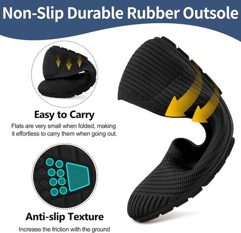 Reimferce Flats for Women Ballets Shoes: Comfortable Knitted Dressy Work Flats - Ladies Wedding Flat Casual Shoes Black in Kuwait