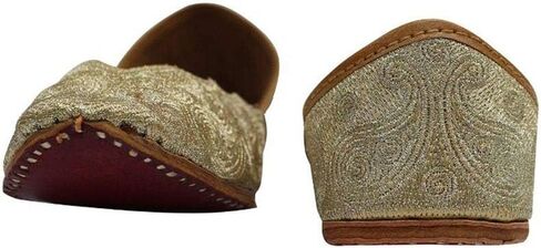 Stop n Style Gold Punjabi Jutti for Women Khussa Online Phulkari Salwar Kameez Handmade in Kuwait