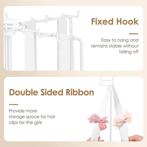 POVETIRE Headband Holder Bow Organizer for Girls,Rotating Hair Bow Storage | Metal Hair Accessories Organizer Baby Headband Holder for Girls,Large Capacity Hair Clips Stand Display for Nursery Decor in Kuwait