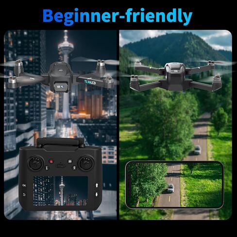 Drones with Camera for Adults 4K, GPS Drone with 4.5" LCD Screen Controller Follow Me Auto Return 5G Long Range Transmission Foldable FPV Drone for Beginners Under 249g in Kuwait