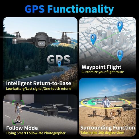 Drones with Camera for Adults 4K, GPS Drone with 4.5" LCD Screen Controller Follow Me Auto Return 5G Long Range Transmission Foldable FPV Drone for Beginners Under 249g in Kuwait