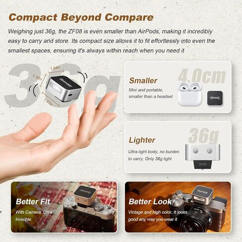 ZF08 Aluminum Mini Camera Flash for Sony zv1 Sony zve10, Speedlite On Camera, 440 Full-Power Flashes 2.5S Recycle Mini Manual Flash for Canon/Ricoh gr3/Nikon/Fuji f1 in Kuwait