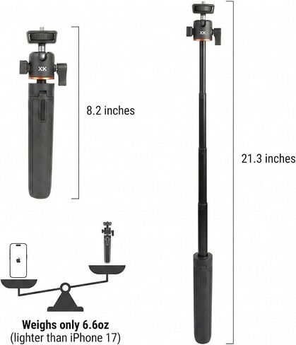 XIk Osmo Action 6/5 pro 21" Mini Selfie Stick & Tripod | for Gopro Camera DJI Osmo Nano, Compatible with GoPro Max Hero 14 13 12 11 10 9,DJI Osmo Action 6 5Pro 4 3（8-21"） in Kuwait