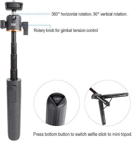 XIk Osmo Action 6/5 pro 21" Mini Selfie Stick & Tripod | for Gopro Camera DJI Osmo Nano, Compatible with GoPro Max Hero 14 13 12 11 10 9,DJI Osmo Action 6 5Pro 4 3（8-21"） in Kuwait