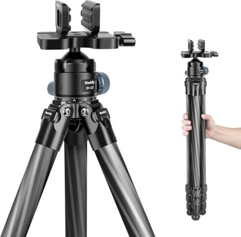WZ-324 Carbon Fiber Tripod & BH-U3 Saddle Ball Head Set for Shooting, 32mm Tube, 44mm Diameter Ball, Max. Load 44lbs/20kg, Carbon Fibre Shooting Tripods with Ball Head Clamp Mount, 161.5cm in Kuwait