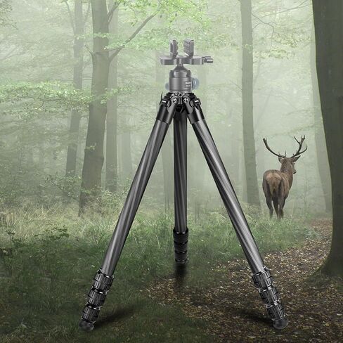 WZ-324 Carbon Fiber Tripod & BH-U3 Saddle Ball Head Set for Shooting, 32mm Tube, 44mm Diameter Ball, Max. Load 44lbs/20kg, Carbon Fibre Shooting Tripods with Ball Head Clamp Mount, 161.5cm in Kuwait