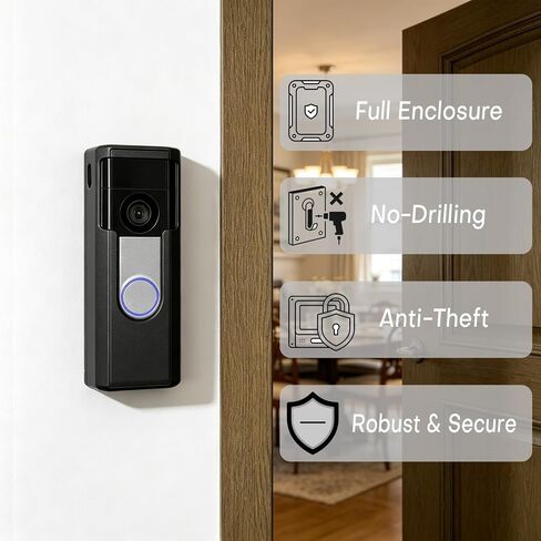 Anti-Theft Ring Mounting Cradle for Ring 2nd Gen Battery Doorbell/Plus/Pro | Impact-Resistant, Adhesive or Drill-On Holder Bracket in Kuwait