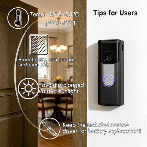 Anti-Theft Ring Mounting Cradle for Ring 2nd Gen Battery Doorbell/Plus/Pro | Impact-Resistant, Adhesive or Drill-On Holder Bracket in Kuwait