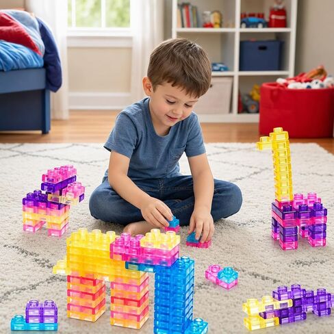 40 PCS Soft Sensory Building Blocks Jelly-Like Texture Stacking Toy | Soft gel-like blocks can be squeezed, bent, pressed, and stacked for tactile building play in Kuwait