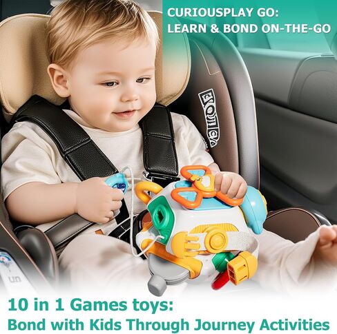 Montessori Busy Board Cube, Activity Toys for 18 Months and Up | Ten sensory activities: steering wheel, keys, gears, buttons, twist locks, spinner and more to keep kids engaged and busy. in Kuwait