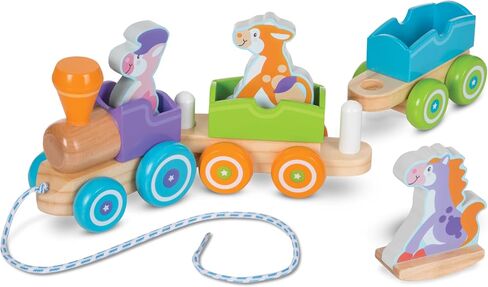 Melissa & Doug First Play Wooden Rocking Farm Animals Pull Train in Kuwait