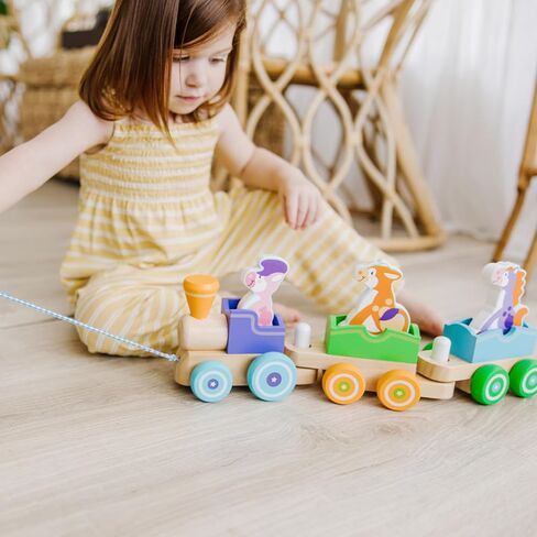 Melissa & Doug First Play Wooden Rocking Farm Animals Pull Train in Kuwait