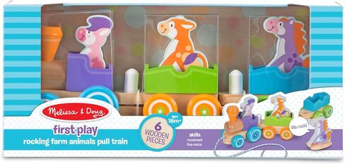 Melissa & Doug First Play Wooden Rocking Farm Animals Pull Train in Kuwait