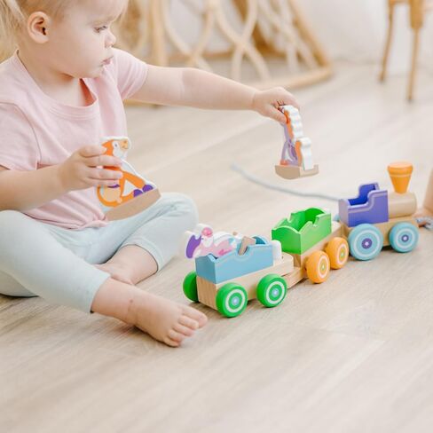 Melissa & Doug First Play Wooden Rocking Farm Animals Pull Train in Kuwait