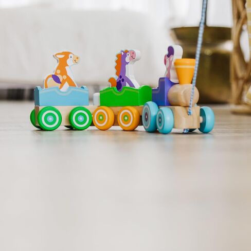 Melissa & Doug First Play Wooden Rocking Farm Animals Pull Train in Kuwait