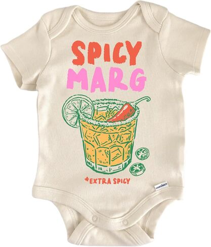 Spicy Marg Margarita Cocktail Baby Bodysuit– Funny Infant Outfit, Unisex Cotton Baby Clothes, Short Sleeve Newborn in Kuwait
