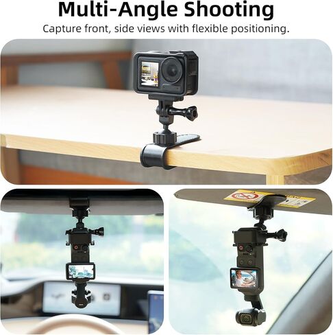 BRDRC Car Visor Mount for DJI Osmo Pocket 4 3, for Xtra Muse 360° Adjustable Car Vlog Kit with Safety Strap & Mobile Phone Clip for DJI Osmo Pocket 4 3 Creator Combo/Xtra Muse Accessories in Kuwait