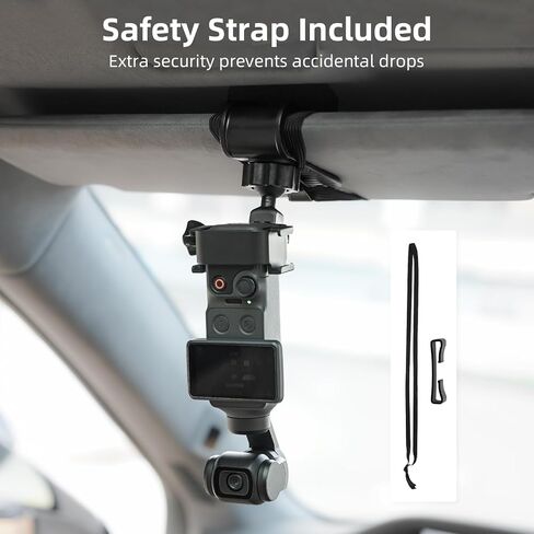 BRDRC Car Visor Mount for DJI Osmo Pocket 4 3, for Xtra Muse 360° Adjustable Car Vlog Kit with Safety Strap & Mobile Phone Clip for DJI Osmo Pocket 4 3 Creator Combo/Xtra Muse Accessories in Kuwait