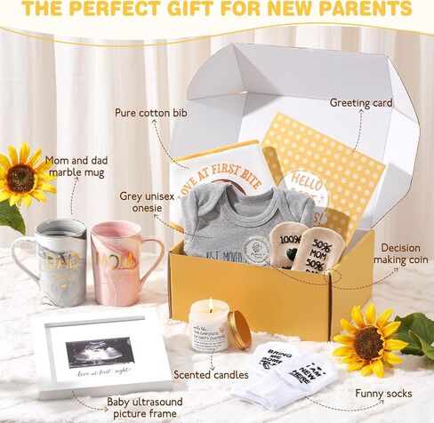 New Mom Gifts for Women Est 2026 Pregnancy Gifts for New Parents Couples | New Mom Care Package with Mom and Dad Mugs, Baby Ultrasound Frame for First Time Moms Baby Shower Gender Reveal Gifts in Kuwait