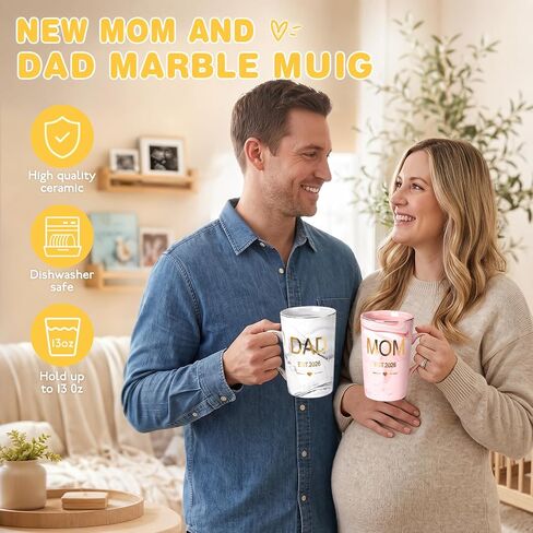 New Mom Gifts for Women Est 2026 Pregnancy Gifts for New Parents Couples | New Mom Care Package with Mom and Dad Mugs, Baby Ultrasound Frame for First Time Moms Baby Shower Gender Reveal Gifts in Kuwait