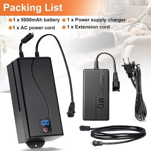5000mAh Battery Pack for Reclining Furniture - Universal Recliner Battery Pack with LCD Display for Electric Recliners, Sofas, Lift Chairs and Couch - only Compatible with 2-Pin Motion-1 Pack in Kuwait