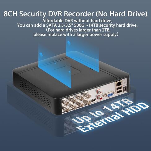 1080P 8CH Surveillance DVR Recorder H.265+ Standalone 6-in-1 CCTV Digital Video Recorder 8 Channel DVR for Security Camera Home Surveillance System, Mobile APP & PC Remote (No Hard Drive) in Kuwait
