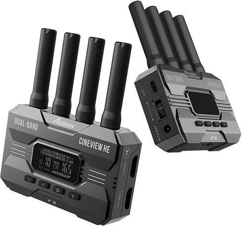 ACCSOON CineView HE Wireless Video Transmission System Transmitter&Receiver 2.4+5Ghz HDMI in&Loop-Out, UVC Out for Live Streaming 1080p 60fps 0.06s Latency 1200ft Range up to 4 Devices Monitoring in Kuwait