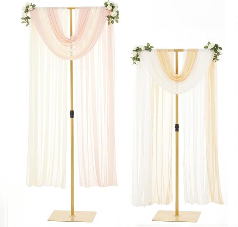 Gold T-Shape Backdrop Stand, Adjustable 2.6-8FT Metal Arch | Perfect for weddings, parties & holiday events. Sturdy metal arch provides stable, elegant ceremony decorations. in Kuwait