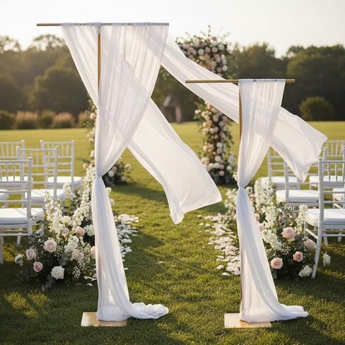 Gold T-Shape Backdrop Stand, Adjustable 2.6-8FT Metal Arch | Perfect for weddings, parties & holiday events. Sturdy metal arch provides stable, elegant ceremony decorations. in Kuwait