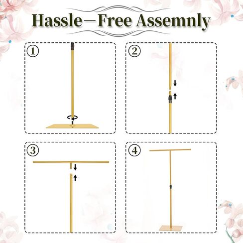 Gold T-Shape Backdrop Stand, Adjustable 2.6-8FT Metal Arch | Perfect for weddings, parties & holiday events. Sturdy metal arch provides stable, elegant ceremony decorations. in Kuwait