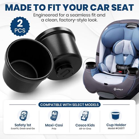 Car Seat Cup Holder Replacement - 2 Pack - Compatible with Safety 1st, Maxi-Cosi Pria, EverFit, Grow & Go, and Cos-co All-in-One Car Seats - Snap-in Durable Design in Kuwait