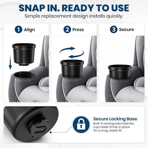 Car Seat Cup Holder Replacement - 2 Pack - Compatible with Safety 1st, Maxi-Cosi Pria, EverFit, Grow & Go, and Cos-co All-in-One Car Seats - Snap-in Durable Design in Kuwait