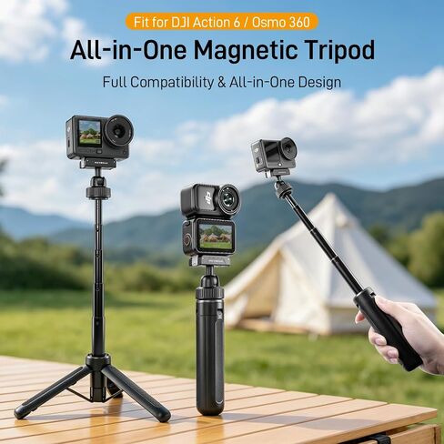 REYGEAK 15.75" Camera Tripod with 360° Ball Head for DJI Osmo Nano/Action 6 | 15.75" extendable Selfie Stick for vlogs, with cold shoe, magnetic and quick release design, fits DJI Osmo Nano/Action 6 in Kuwait