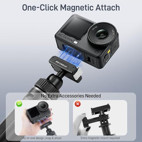 REYGEAK 15.75" Camera Tripod with 360° Ball Head for DJI Osmo Nano/Action 6 | 15.75" extendable Selfie Stick for vlogs, with cold shoe, magnetic and quick release design, fits DJI Osmo Nano/Action 6 in Kuwait