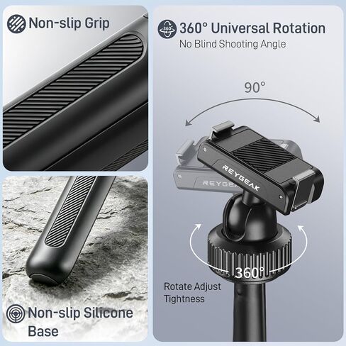 REYGEAK 15.75" Camera Tripod with 360° Ball Head for DJI Osmo Nano/Action 6 | 15.75" extendable Selfie Stick for vlogs, with cold shoe, magnetic and quick release design, fits DJI Osmo Nano/Action 6 in Kuwait