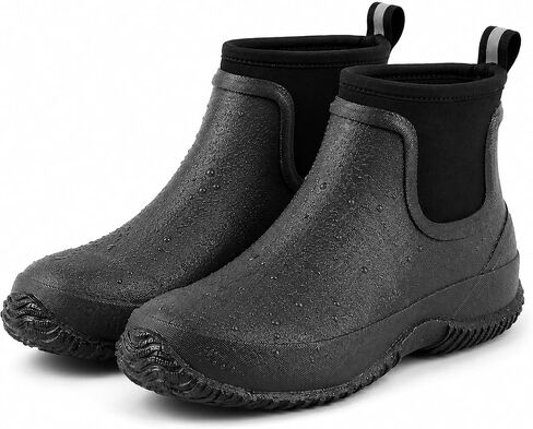 Unisex Waterproof Garden Boots for Men and Women, Ankle Rain Boots with Anti-Slip Rubber Sole, Easy Slip-On Chelsea Outdoor Boots for Gardening, Yard Work, Fishing, Camping, Walking Dog in Saudi Arabia