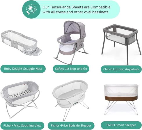 Bassinet Sheets for Baby Delight Snuggle Nest, Beside Me Doze, Snoo Smart, Fisher Price by TansyPanda, 3PC, 32 x 17 Inch, Ultra Soft, Breathable, Snug Fit, Unisex Boys, Girls (Space Rockets) in Kuwait