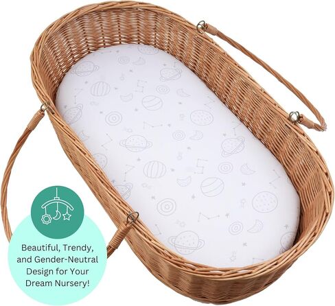 Bassinet Sheets for Baby Delight Snuggle Nest, Beside Me Doze, Snoo Smart, Fisher Price by TansyPanda, 3PC, 32 x 17 Inch, Ultra Soft, Breathable, Snug Fit, Unisex Boys, Girls (Space Rockets) in Kuwait