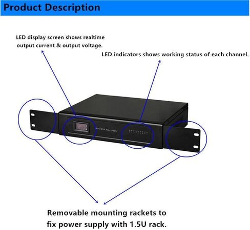 EVERSECU 17CH DC12V 30 Amp 1.5U/19 Rack Mount PTC Fuse CCTV Power Supply with Metal Box, AC Plug for Security Cameras, DVRs, IP Cameras, CCTV Cameras in Kuwait