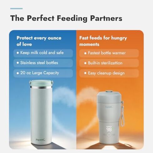 Papablic Portable Bottle Warmer Pro for Travel Bundle with Papablic Innovative 360° CapsuleChill Breastmilk Cooler in Kuwait