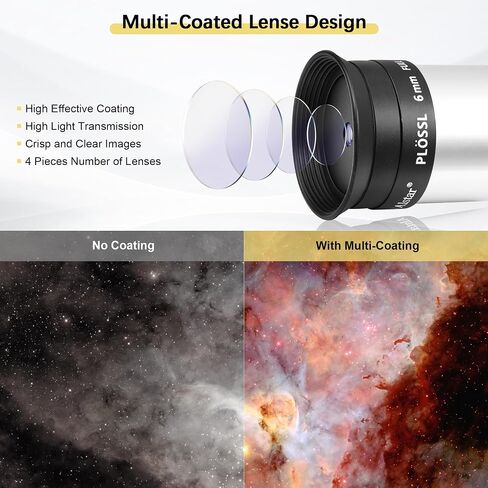 Alstar 0.5X Reducer for Photography and Observing - Bundle with - 1.25 Inch Plossl Telescope Eyepiece - 6mm in Kuwait