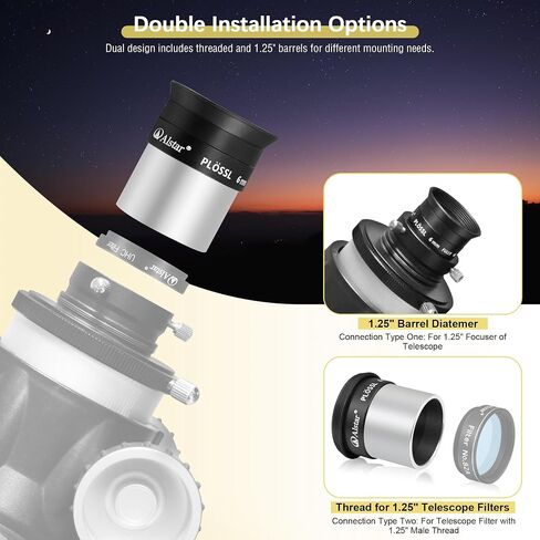 Alstar 0.5X Reducer for Photography and Observing - Bundle with - 1.25 Inch Plossl Telescope Eyepiece - 6mm in Kuwait