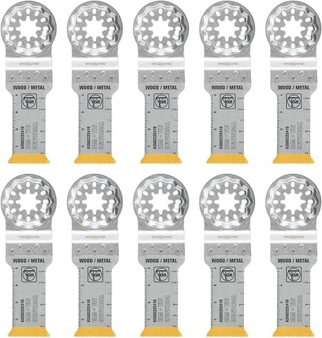 Fein Starlock Titan Coated Universal Oscillating Saw Blade | BIM Titanium Coating, Precision Cutting for Wood, Plasterboard & Plastics, 1-1/8" Width, 2-1/8" Length, 10-Pack - 63502222440 in Kuwait