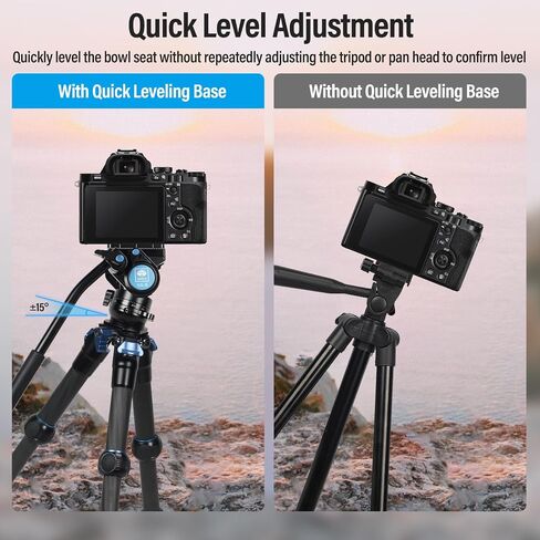 SIRUI AM-223L Mini Video Tripod with VA-5 Fluid Head, Carbon Fiber Travel Tripod with Leveling Base for DSLR Camera Video Camcorder, Max Height 17.5", Load up to 6.6lbs in Kuwait