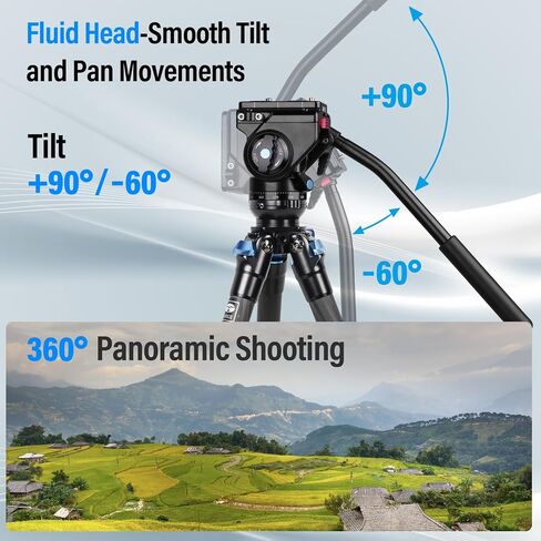 SIRUI AM-223L Mini Video Tripod with VA-5 Fluid Head, Carbon Fiber Travel Tripod with Leveling Base for DSLR Camera Video Camcorder, Max Height 17.5", Load up to 6.6lbs in Kuwait