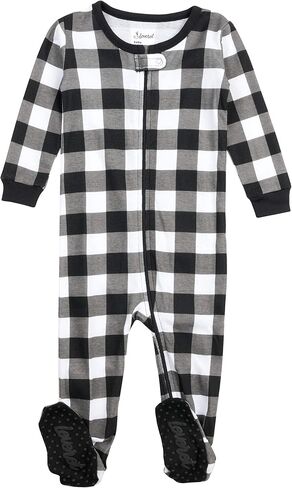Leveret Kids Pajamas Baby Boys Girls Footed Pajamas Sleeper 100% Cotton Plaids (Size 6-12 Months-5 Toddler) in Kuwait