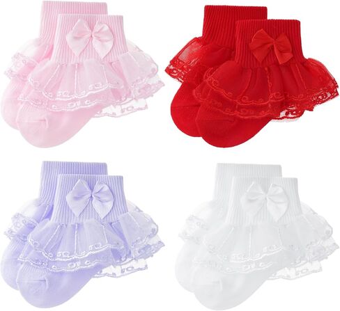 Baby Lace Ruffle Socks Girls Princess Frilly Cotton Newborn Infants | newborn socks,ruffle dress socks,toddler girls socks,infant socks,family photos,parties,church,daily,baby showers,birthdays in Kuwait